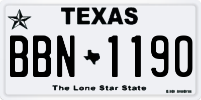 TX license plate BBN1190