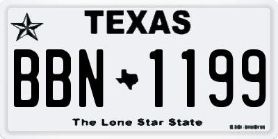 TX license plate BBN1199