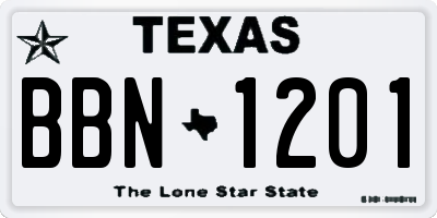 TX license plate BBN1201