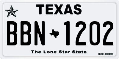 TX license plate BBN1202