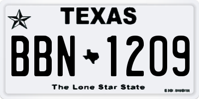 TX license plate BBN1209