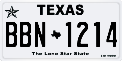 TX license plate BBN1214