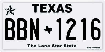 TX license plate BBN1216