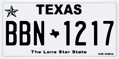 TX license plate BBN1217