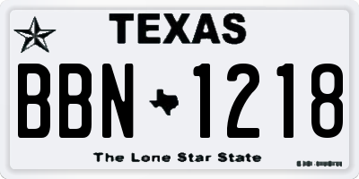 TX license plate BBN1218