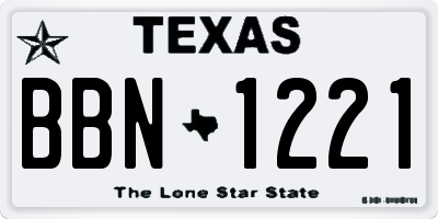 TX license plate BBN1221