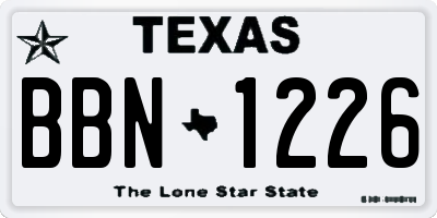 TX license plate BBN1226