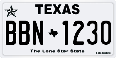 TX license plate BBN1230