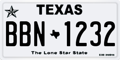 TX license plate BBN1232