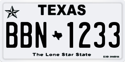 TX license plate BBN1233