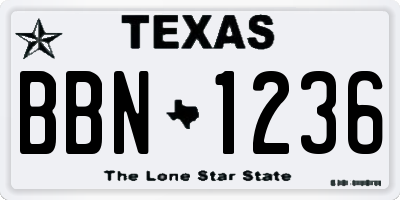 TX license plate BBN1236