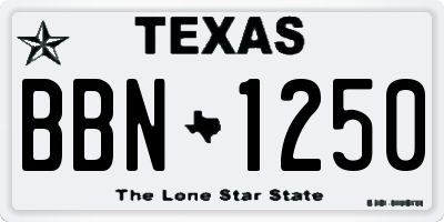 TX license plate BBN1250