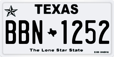 TX license plate BBN1252