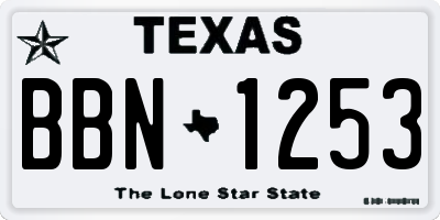 TX license plate BBN1253