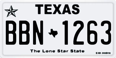 TX license plate BBN1263