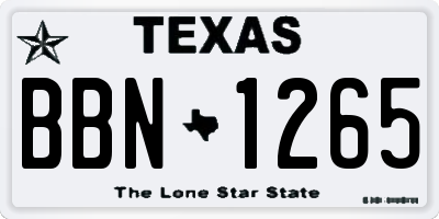 TX license plate BBN1265