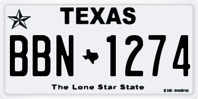 TX license plate BBN1274