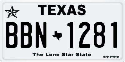 TX license plate BBN1281