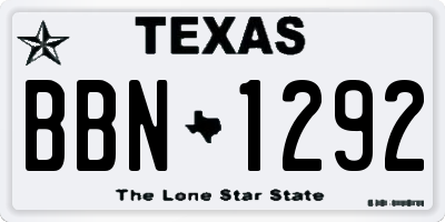 TX license plate BBN1292