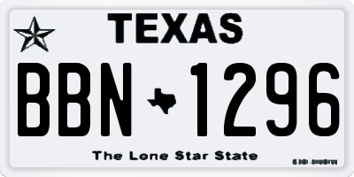 TX license plate BBN1296