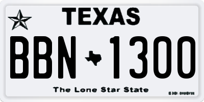 TX license plate BBN1300