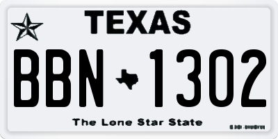 TX license plate BBN1302