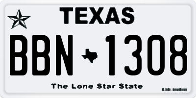 TX license plate BBN1308