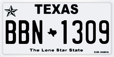 TX license plate BBN1309