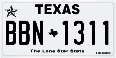 TX license plate BBN1311