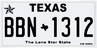 TX license plate BBN1312