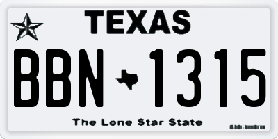 TX license plate BBN1315