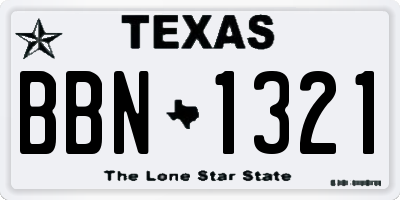 TX license plate BBN1321