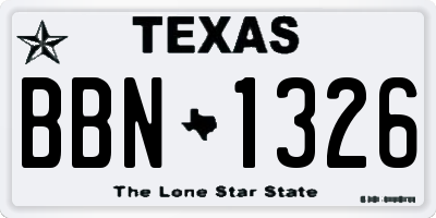 TX license plate BBN1326