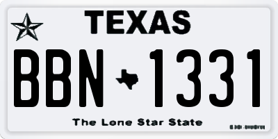 TX license plate BBN1331