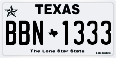 TX license plate BBN1333