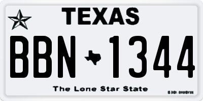 TX license plate BBN1344