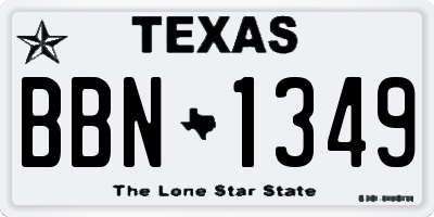 TX license plate BBN1349