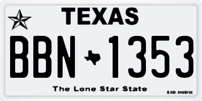 TX license plate BBN1353