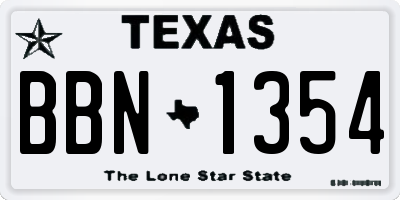 TX license plate BBN1354