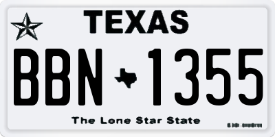 TX license plate BBN1355