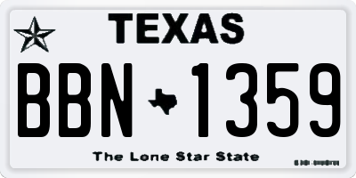 TX license plate BBN1359
