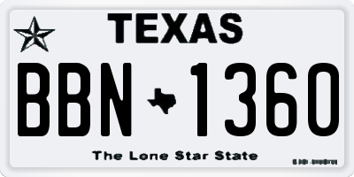 TX license plate BBN1360