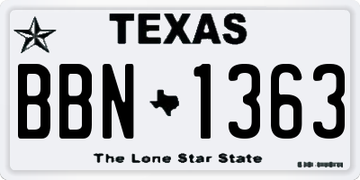 TX license plate BBN1363