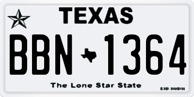 TX license plate BBN1364