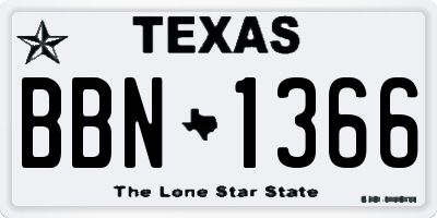 TX license plate BBN1366