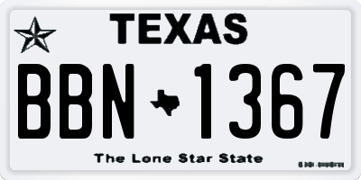 TX license plate BBN1367