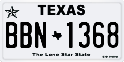 TX license plate BBN1368