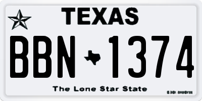 TX license plate BBN1374