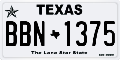 TX license plate BBN1375