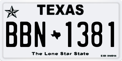 TX license plate BBN1381